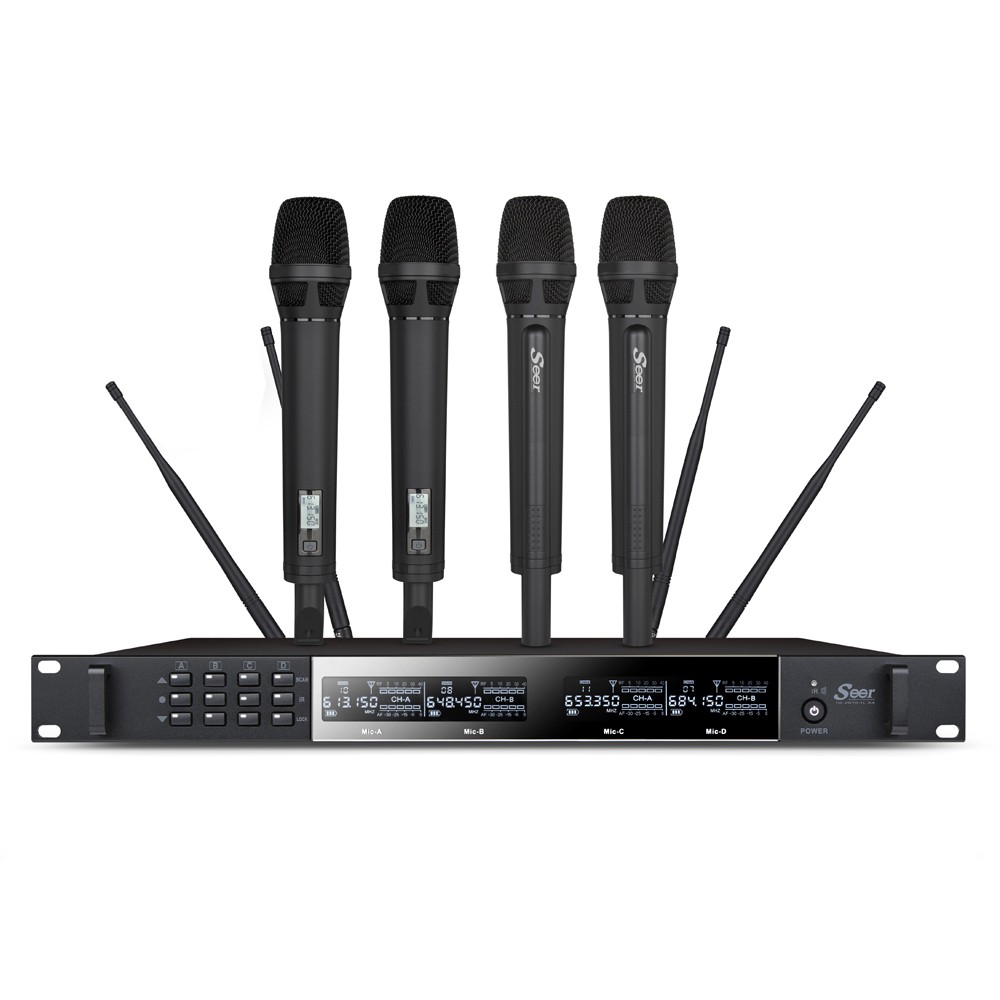 סט 4 מיקרופונים אלחוטיים ידניים UHF Seer IU-2070-IL X4