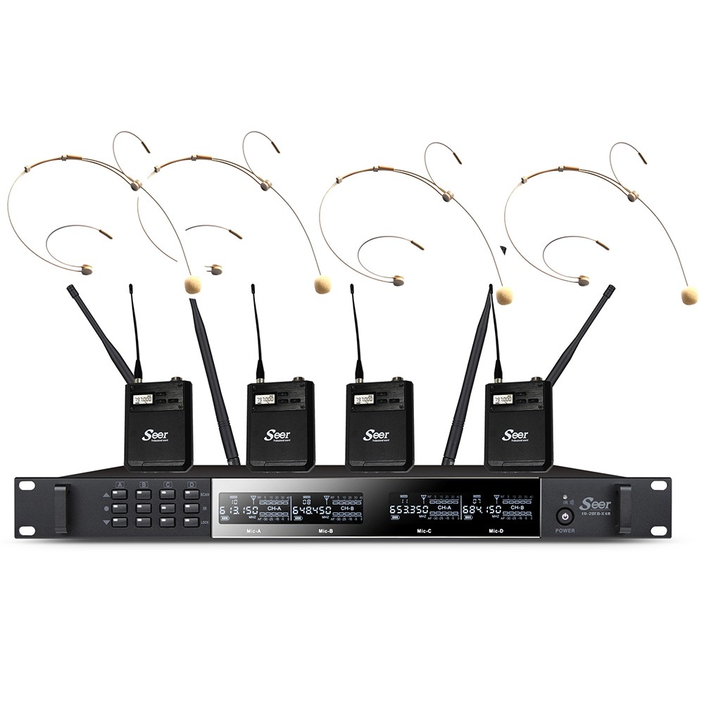 סט 4 מיקרופוני ראש אלחוטיים UHF Seer IU-2071 X4H