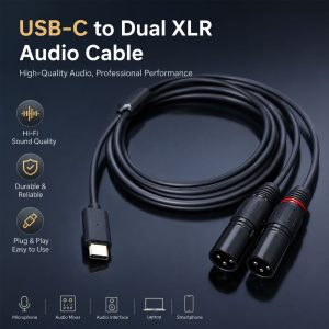 כבל USB-C ל-2×XLR 2 מ' SoundKing BUX001