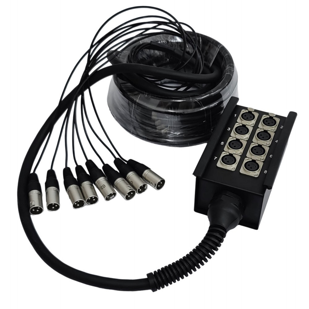 מולטיכבל 8 XLR עם קופסת מפצל 20 מ' STAGE CORE MC K8L20
